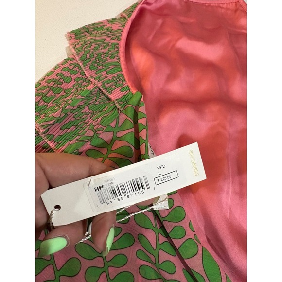 Trina Turk Halter Top Ruffle Petal Top Tiered Sleeveless Pink Green Floral - Picture 4 of 6